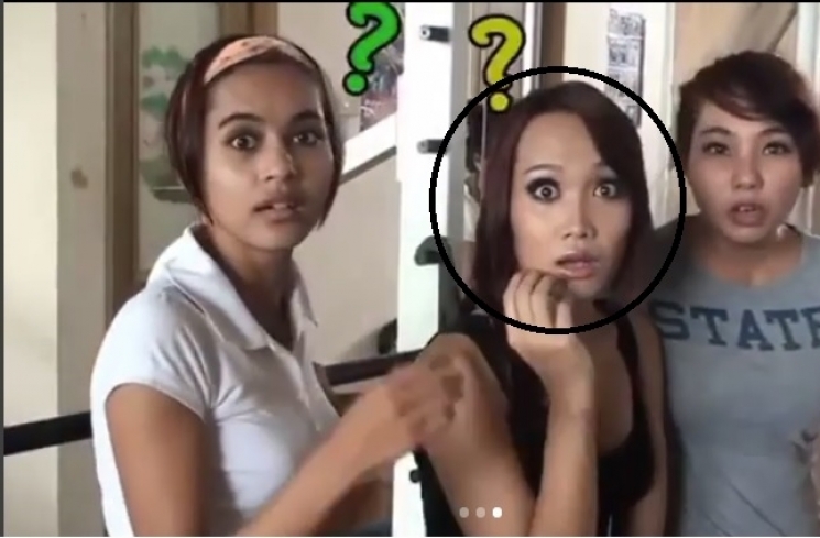 Seseorang yang diduga Lucinta Luna (tengah, dilingkari). (Instagram)
