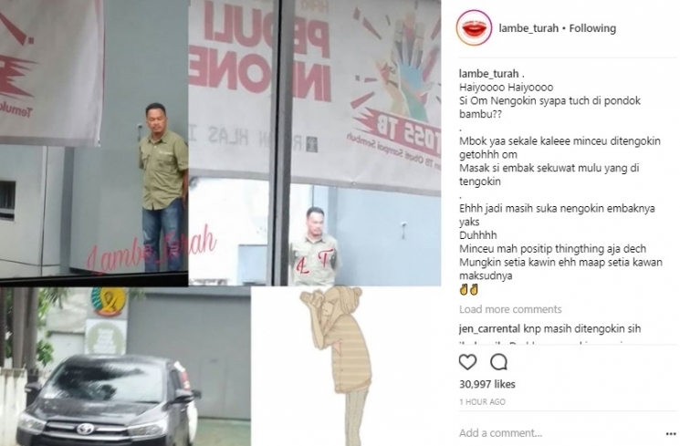 Akun gosip Lambe Turah mengunggah foto Faisal Harris di Rutan Pondok Bambu, tempat Jennifer Dunn ditahan.