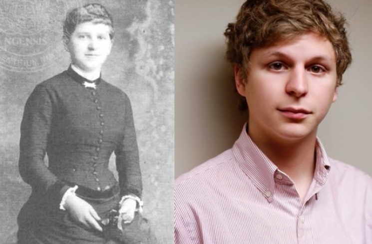 Michael Cera dan seorang wanita yang mirip dengannya.