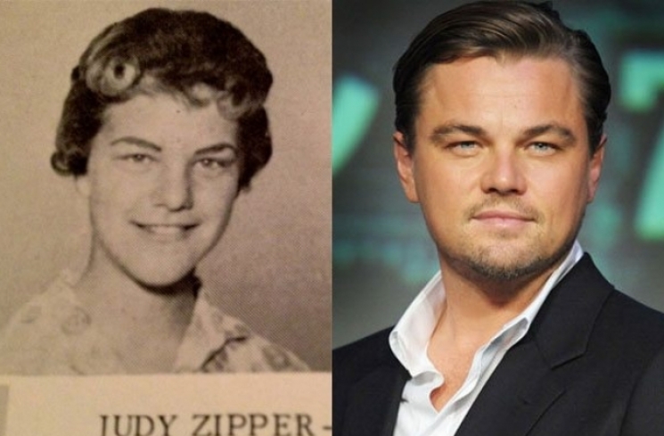 Leonardo DiCaprio dan seorang wanita yang mirip dengannya.