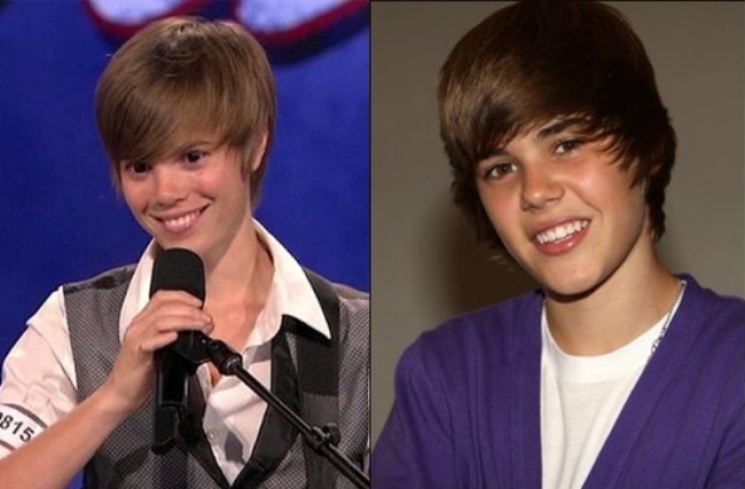 Justin Bieber dan seorang wanita yang mirip dengannya.
