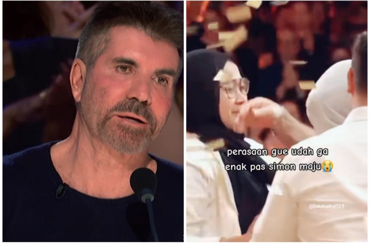 ibu Putri Ariani kena tabok Simon Cowell (kolase Instagram/@agt dan TikTok/@bikin.viral)