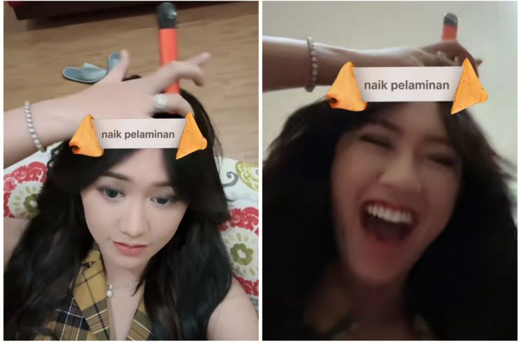Happy Asmara keciduk ngevape (TikTok/@happyasmara)