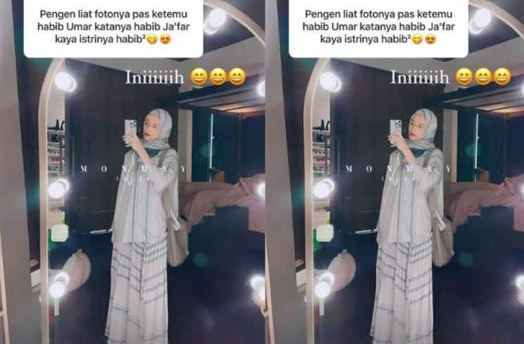 OOTD Sabrina Chairunnisa saat ketemu Habib Umar. [Instagram/@sabrinachairunnisa_]