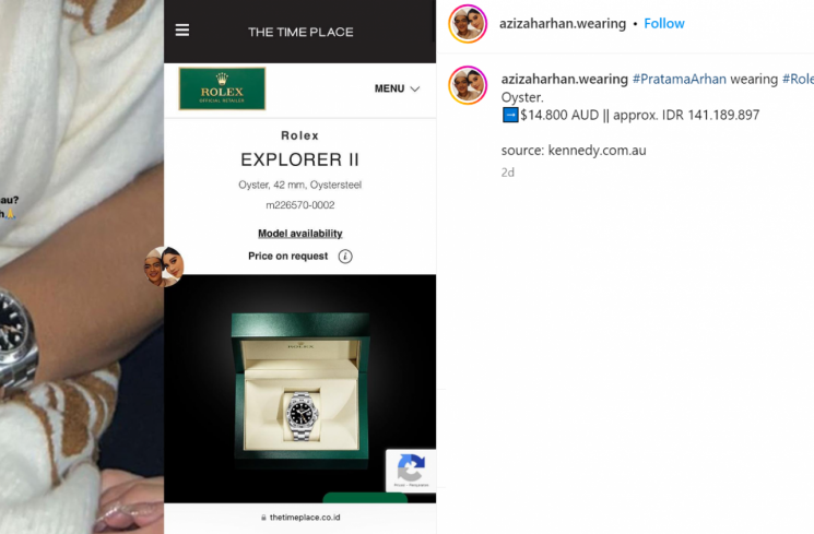 Jam tangan Pratama Arhan [Instagram/azizaharhan.wearing]