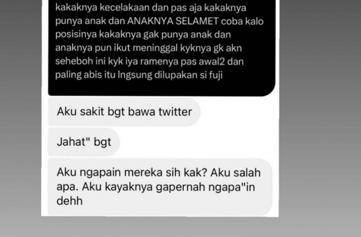 Curhatan Fuji soal Gala Sky disumpahi meninggal dunia. (tangkapan layar). [Instagram]
