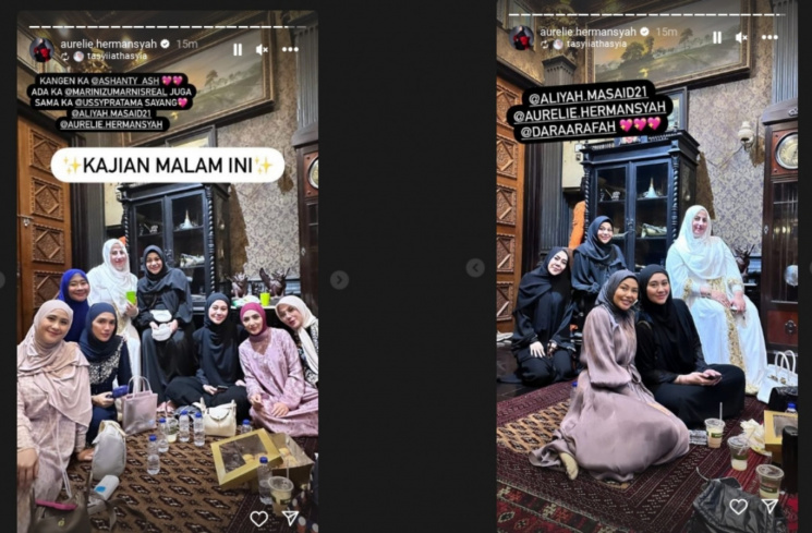 Aaliyah Massaid mengikuti kajian [Instagram/@aurelie.hermansyah]