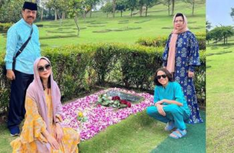 Bunga Citra Lestari dan Noah Sinclair Ziarah ke Makam Ashraf Sinclair. (Instagram/bclsinclair)