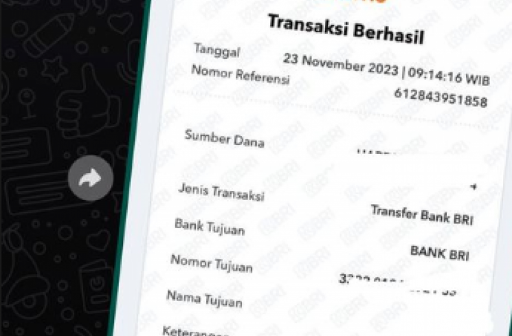 Penampakan bukti transfer bank salah satu netizen setelah membeli ponsel dari link yang diunggah Marrisya Icha. (tangkapan layar/Instagram) [Instagram.]