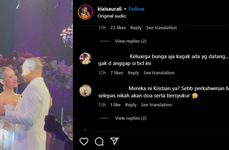 keluarga besar BCL disebut gak datang ke pernikahan [(Instagram/@kiaisaura6)]