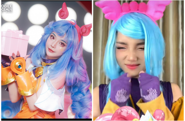 Cici Versi Cosplayer MLBB vs Cici Versi Fuji [Kolase instagram/@realmobilelegendsid tiktok/@fujiiian]