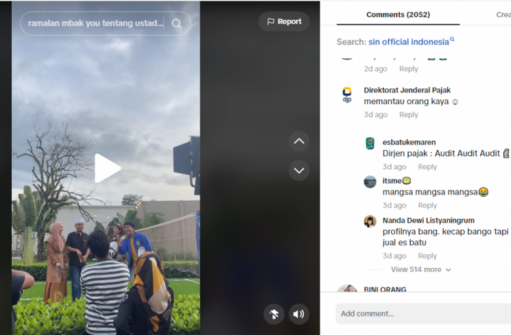 Akun Ditjen Pajak pantau unggahan istri Ustaz Solmed, April Jasmine. (Tangkapan layar/TikTok)