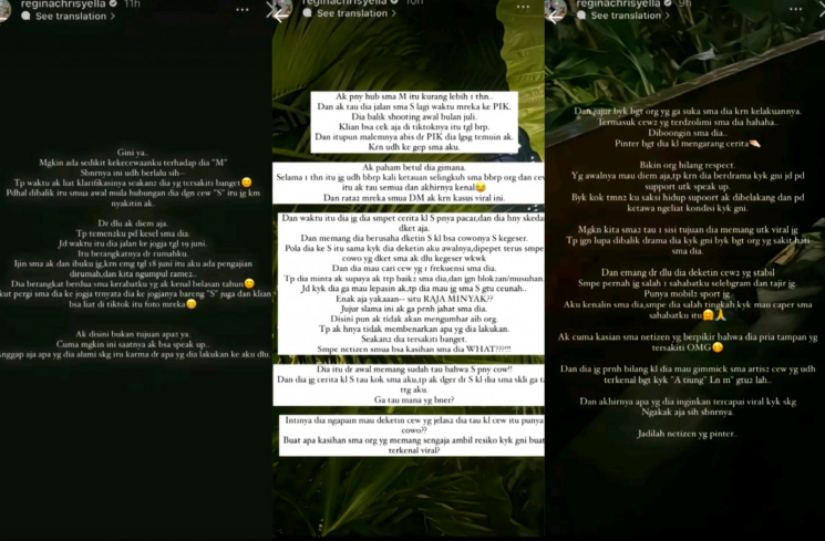 Arsip instastory Regina Chrisyella bongkar aib Mahdy Reza [Tiktok/@minee0666]
