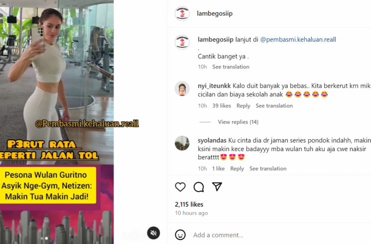 Wulan Guritno pamer perut datar yang bikin penampilannya makin aduhai. [Instagram @lambegosiip]