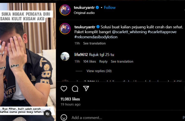 Teuku Ryan isyaratkan kode kenakan cincin kawin [(Instagram/@teuku_ryantrr)]