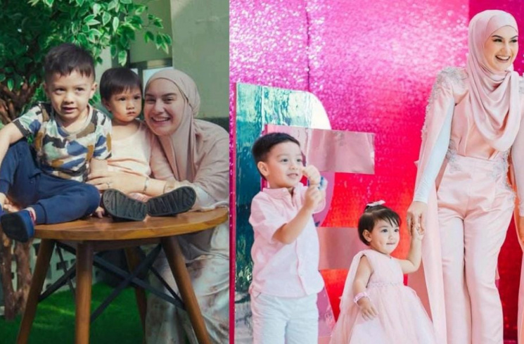 Momen Irish Bella bersama kedua anaknya, Air Rumi Akbar dan Amala Puti Sabai Akbar [Instagram/@_irishbella_]