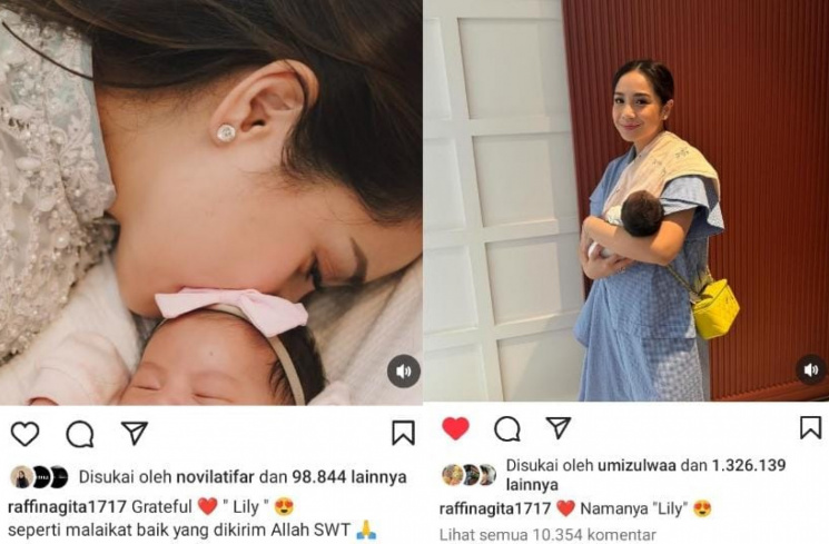 Kolase foto Nagita Slavina dan bayi Lily [Instagram/@raffinagita1717]