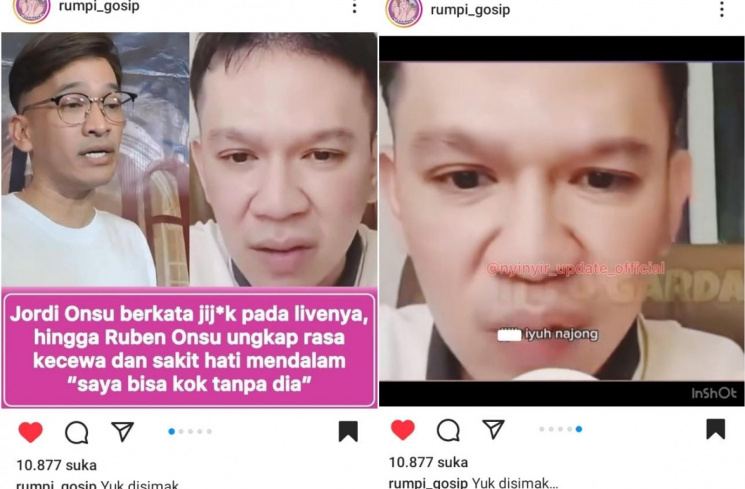 Postingan yang berisi video saat Jordi Onsu bilang jijik. [Tangkap layar Instagram @rumpi_gosip]