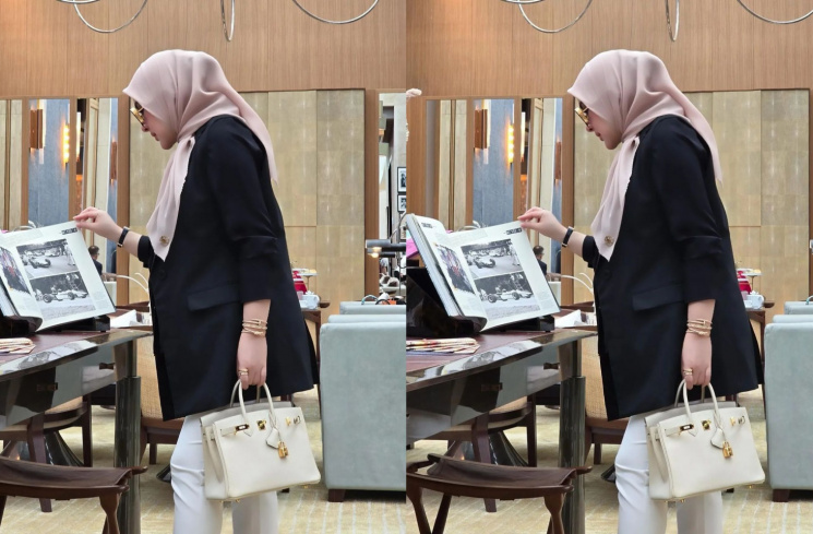 Penampilan Syahrini yang sedang hamil calon anak pertama (Instagram @andre_talabessy)