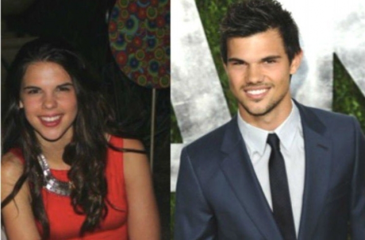 Taylor Lautner dan seorang wanita yang mirip dengannya.