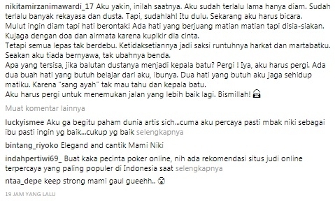 Nikita Mirzani curhat di Instagram.