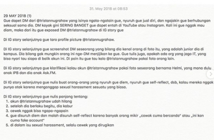 Pelecehan Gita Savitri Berbuntut Panjang