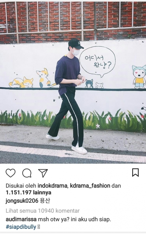 Audi Marissa komen di akun Instagram Lee Jong Suk