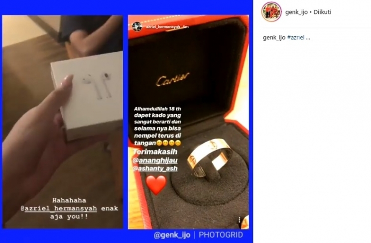 Kado untuk Azriel Hermansyah/ Instagram @genk_ijo