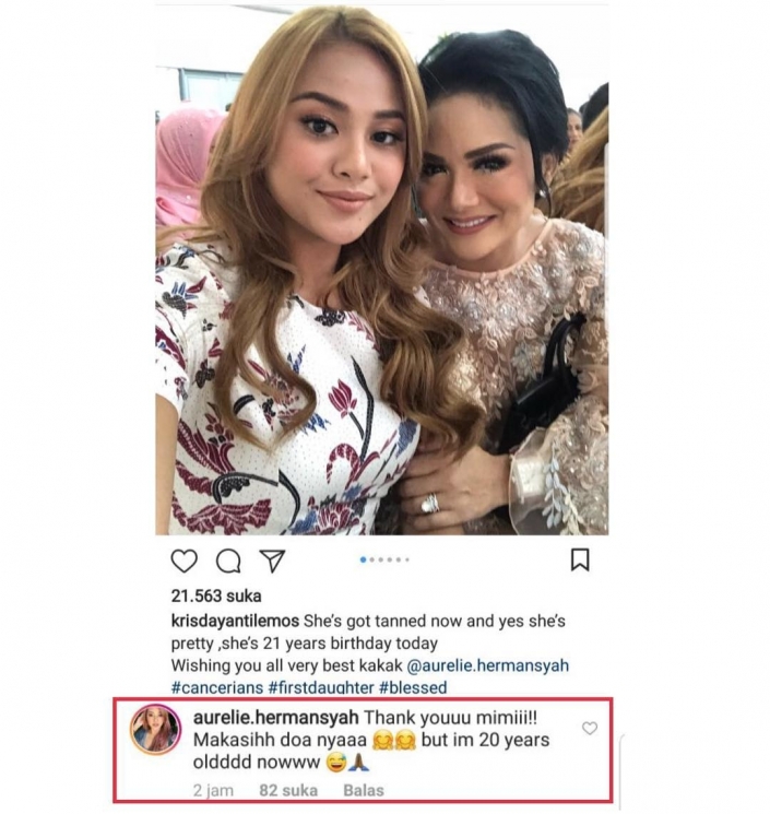 Krisdayanti salah sebut umur Aurel (Instagram)
