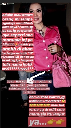 Klarifikasi Aisyahrani soal tas palsu Syahrini. [Instagram]