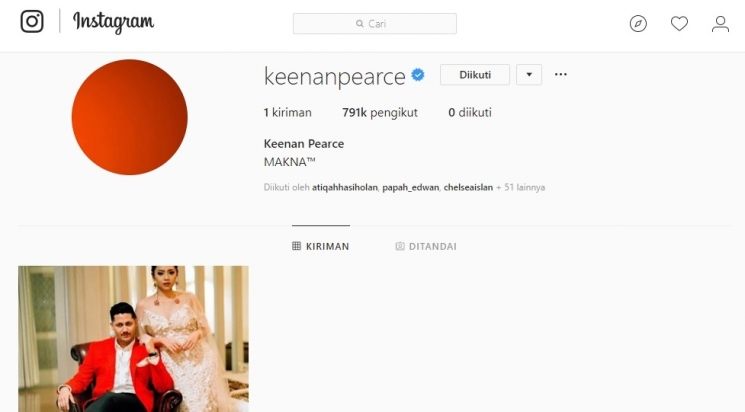 5 Seleb yang tak follow siapapun di akun Instagram mereka/ Instagram @keenanpearce