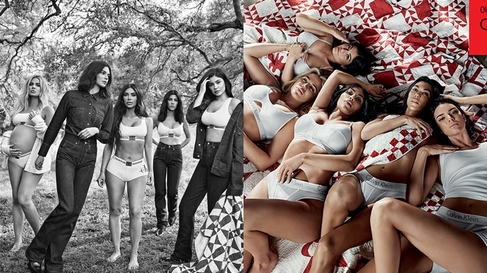 Beda gaya pemotretan pakaian dalam Kardashian Sisters. (Instagram/@calvinklein)