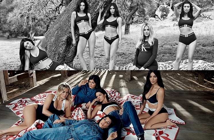Beda gaya pemotretan pakaian dalam Kardashian Sisters. (Instagram/@calvinklein)
