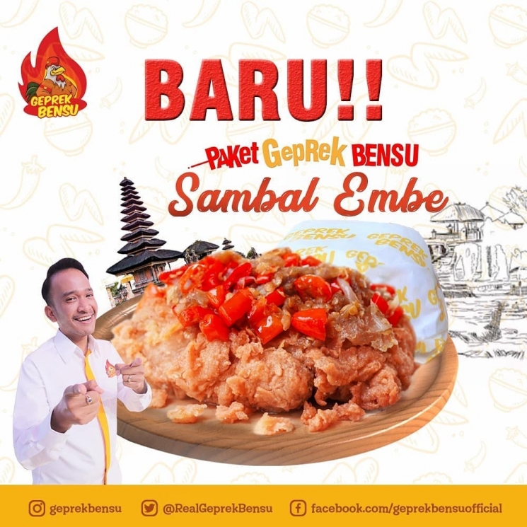 Bisnis kuliner makanan pedas seleb Indonesia. (Instagram/@geprekbensu)