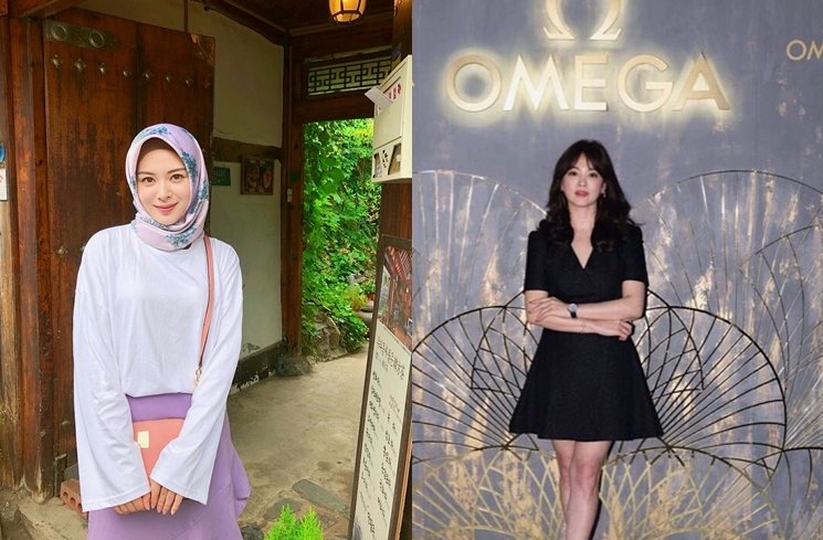 Bukti jika Ayana Moon adalah Song Hye Kyo versi berhijab. (Kolase Instagram/@xolovelyayana/@kyo1122)