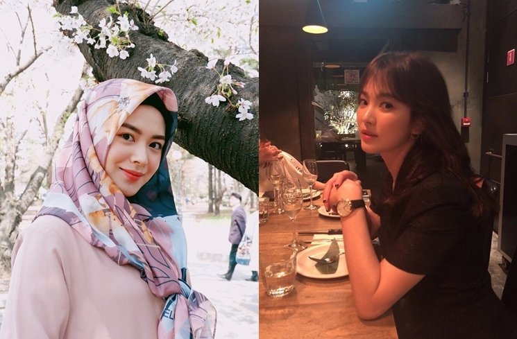 Bukti jika Ayana Moon adalah Song Hye Kyo versi berhijab. (Kolase Instagram/@xolovelyayana/@kyo1122)
