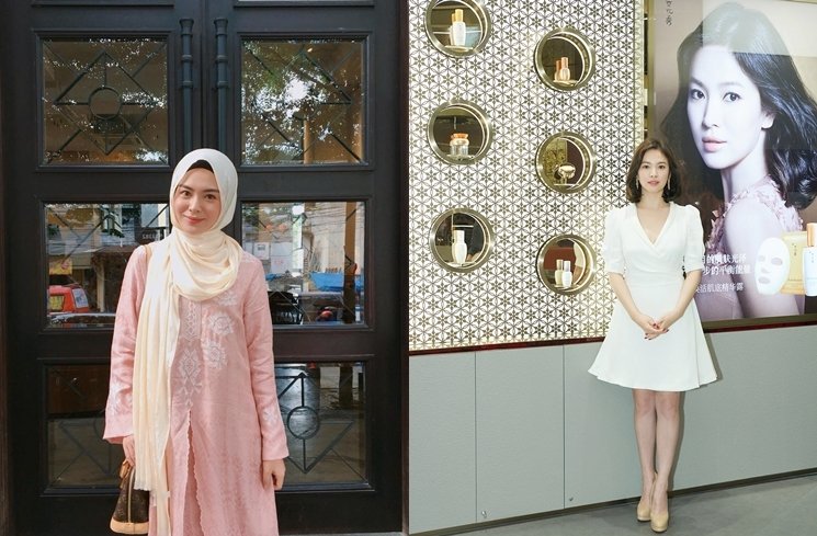 Bukti jika Ayana Moon adalah Song Hye Kyo versi berhijab. (Kolase Instagram/@xolovelyayana/@kyo1122)