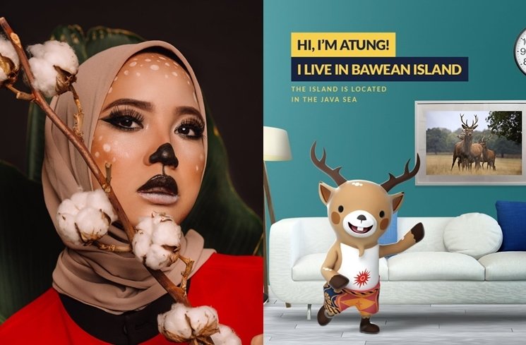 Chacaha Frederica dandan ala maskot Asian Games 2018. (Kolase Instagram/@chachafrederica/@atungthedeer)