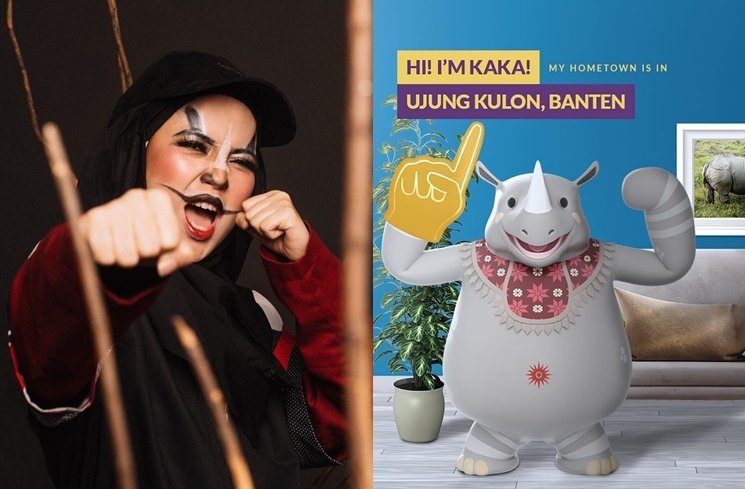 Chacaha Frederica dandan ala maskot Asian Games 2018. (Kolase Instagram/@chachafrederica/@kakatherhino)