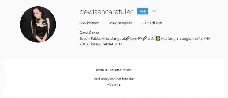 Selab Indonesia yang mengunci akun Instagramnya. (Instagram/@dewisancaratular)