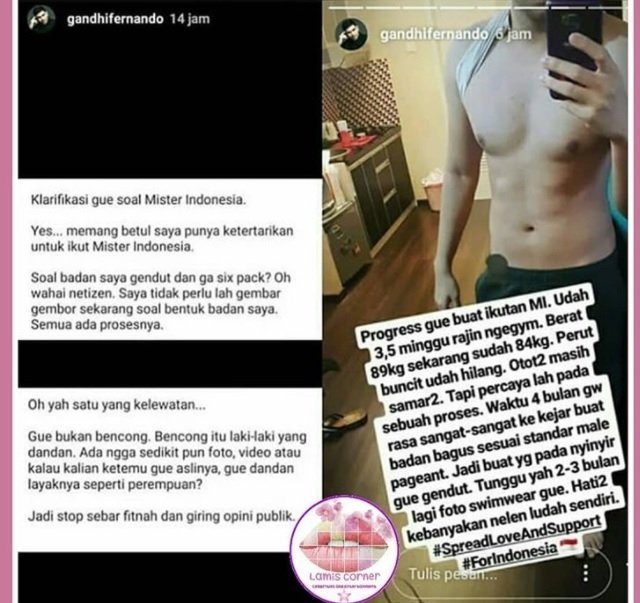 InstaStory Gandhi Fernando. (Instagram/@lamis_corner)