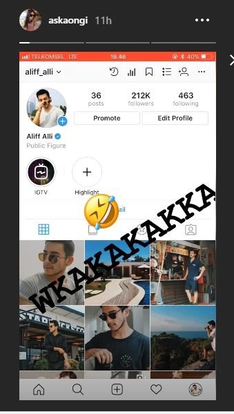 Screenshot InstaStory Aska Ongi. (Instagram/@askaongi)