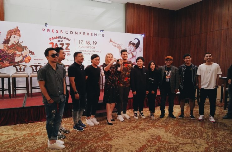 Konferensi pers Prambanan Jazz 2018 bareng all artis di Hotel Tentrem Yogyakarta, Jumat (17/8/2018). (Dokumentasi MataMata.com)