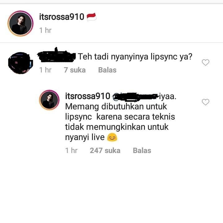 Penjelasan Rossa. (Instagram/@igtainment)