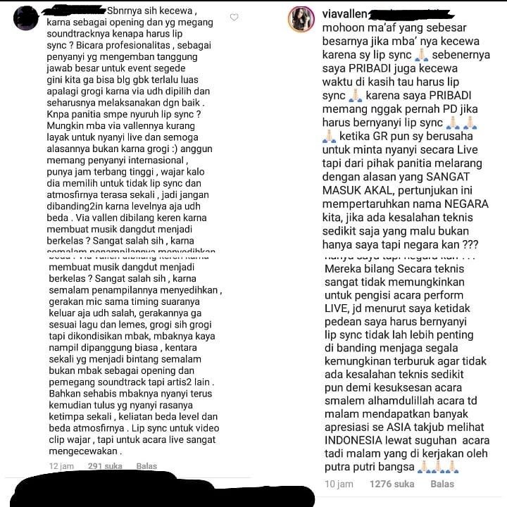 Penjelasan Via Vallen. (Instagram/@igtainment)