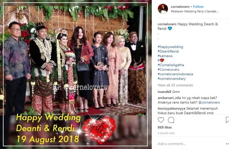 Cornelia Agatha hadir di pernikahan putri Rano Karno. (Instagram/@cornelovers)