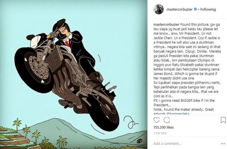 Postingan Deddy Corbuzier. (Instagram/@mastercorbuzier)