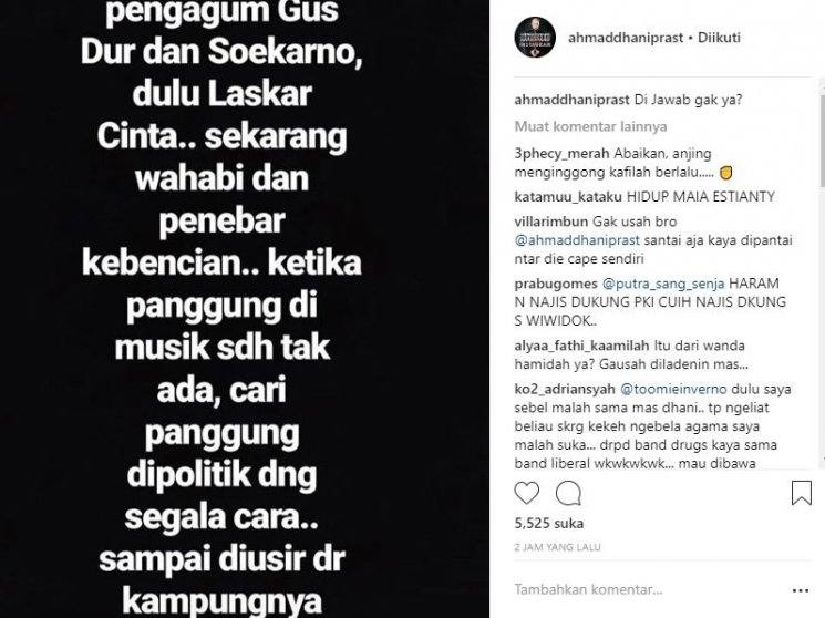 Repost-an postingan Wanda Hamidah. (Instagram/@ahmaddhaniprast)