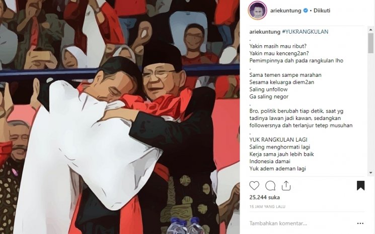Euforia seleb Indonesia. (Instagram/@ariekuntung)