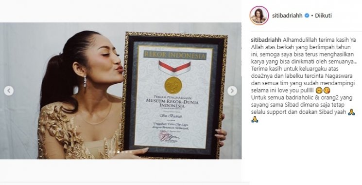 Siti Badriah. (Instagram/@sitibadriahh)